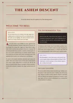 Page 1 of The Ashen Descent, a 4-page infernal document