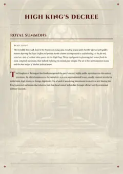 Page 1 of High King's Decree, a 9-page classic document