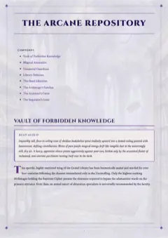 Page one of The Arcane Repository