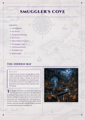 Page one of Smuggler's Cove printed in Arcane