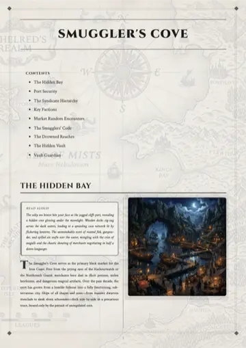 Page one of Smuggler's Cove printed in Greyscale