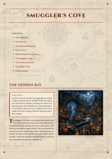 Page one of Smuggler's Cove printed in Infernal