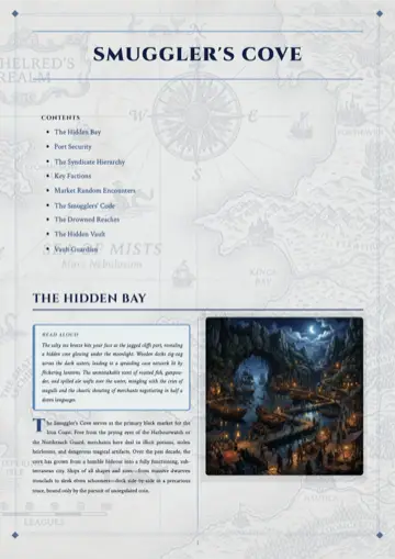 Page one of Smuggler's Cove printed in Ocean